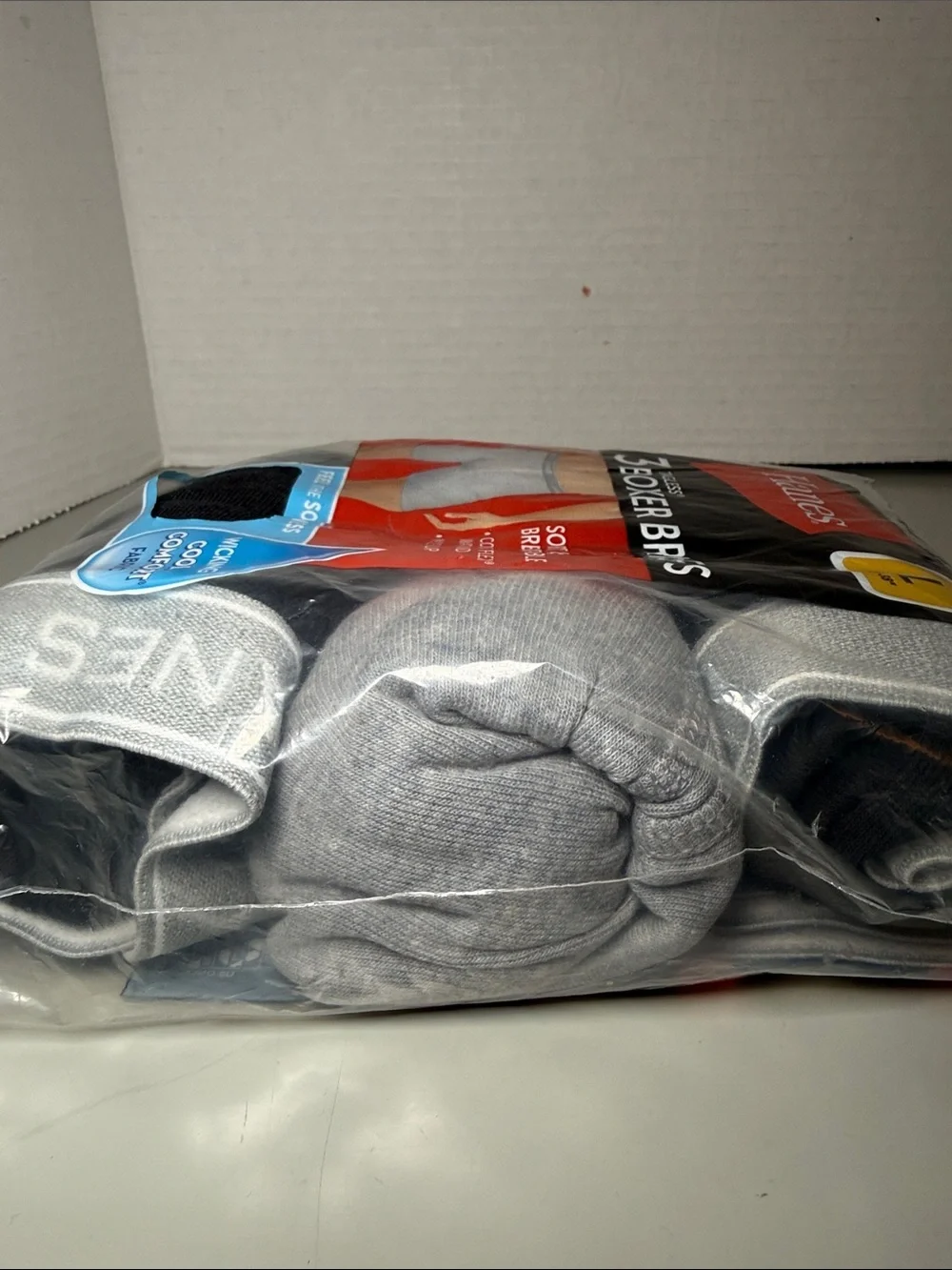 Hanes Men's 3-Pack Boxer Briefs Size Large Black Gray SOFT